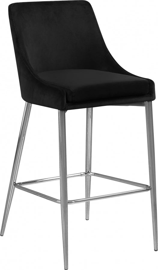 Karina Velvet Upholstered Counter Stool — 790-C - Black - 790Black-C