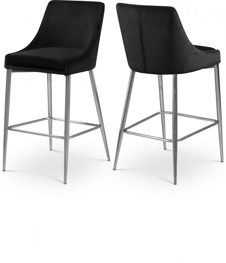 Karina Velvet Upholstered Counter Stool — 790-C - Black - 790Black-C Double Chair
