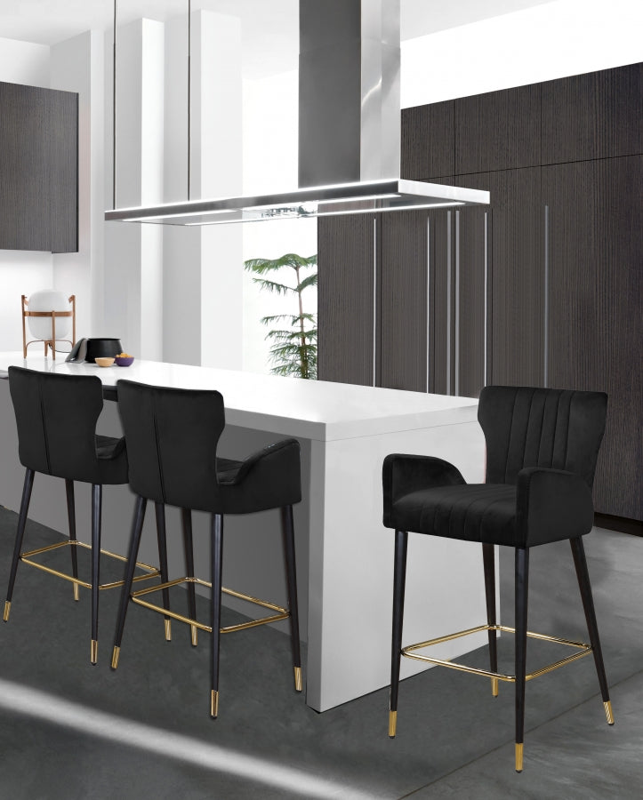 Luxe Velvet Upholstered Counter Stool — 792-C - Black - 792Black-C alternate view 1