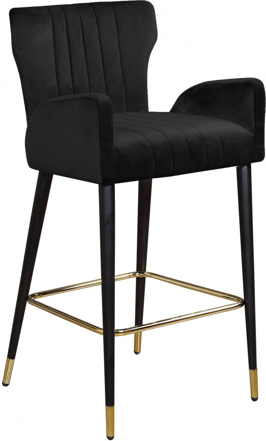 Luxe Velvet Upholstered Counter Stool — 792-C - Black - 792Black-C