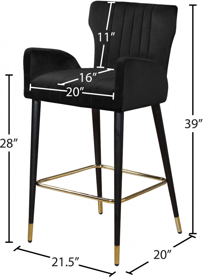 Luxe Velvet Upholstered Counter Stool — 792-C - Black - 792Black-C Dim