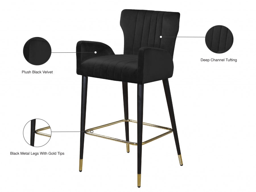 Luxe Velvet Upholstered Counter Stool — 792-C - Black - 792Black-C Infographic