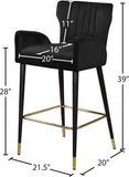 Luxe Velvet Upholstered Counter Stool — 792-C - Black - 792Black-C Dim