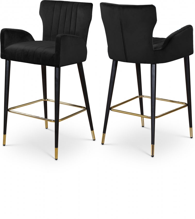 Luxe Velvet Upholstered Counter Stool — 792-C - Black - 792Black-C Double Chair