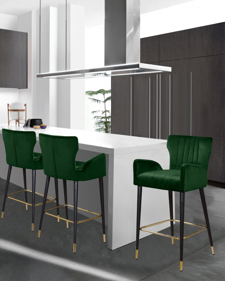 Luxe Velvet Upholstered Counter Stool — 792-C - Green - 792Green-C alternate view 1