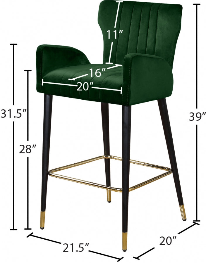 Luxe Velvet Upholstered Counter Stool — 792-C - Green - 792Green-C Dim
