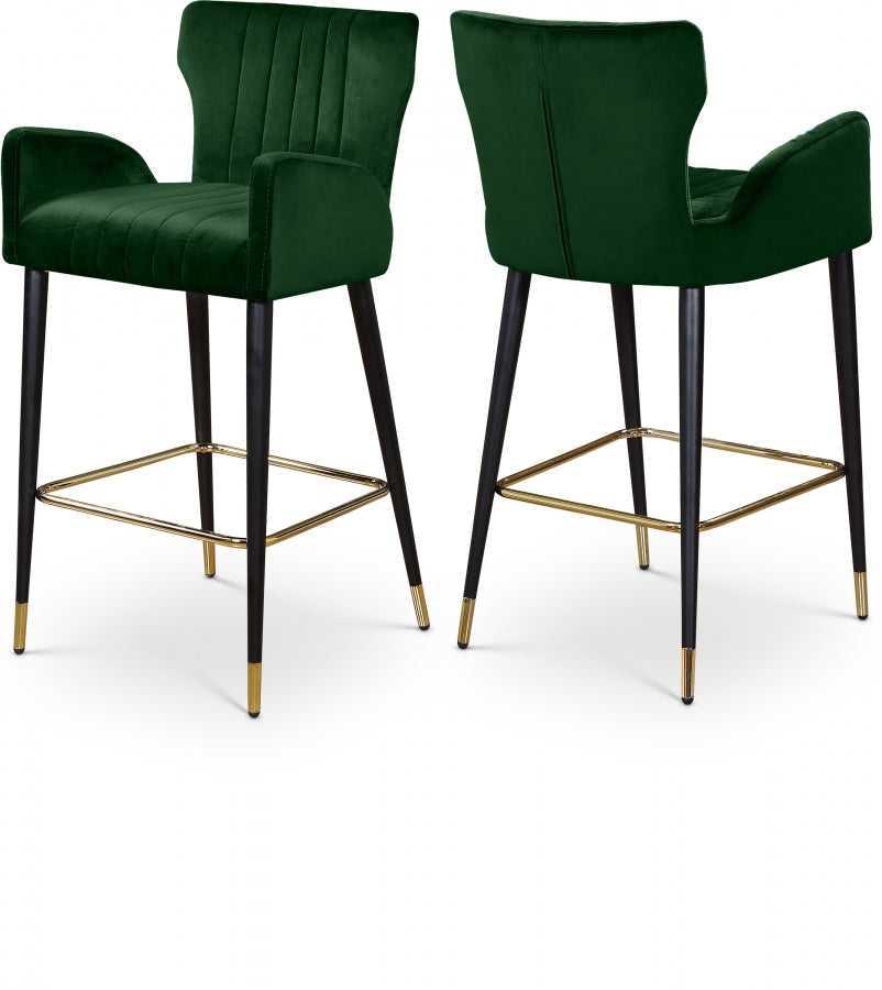 Luxe Velvet Upholstered Counter Stool — 792-C - Green - 792Green-C Double Chair