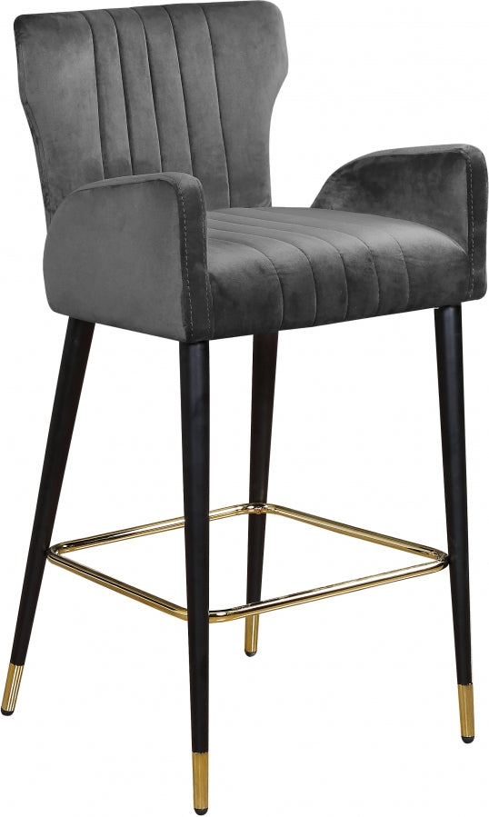 Luxe Velvet Upholstered Counter Stool — 792-C - Grey - 792Grey-C