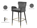 Luxe Velvet Upholstered Counter Stool — 792-C - Grey - 792Grey-C Infographic