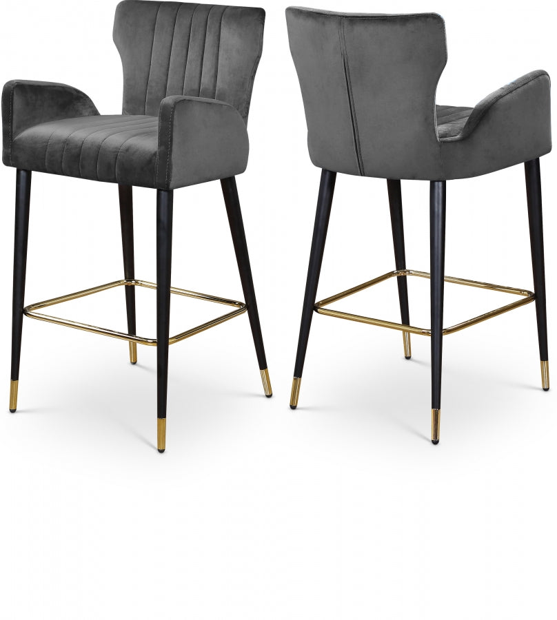 Luxe Velvet Upholstered Counter Stool — 792-C - Grey - 792Grey-C Double Chair