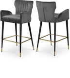Luxe Velvet Upholstered Counter Stool — 792-C - Grey - 792Grey-C Double Chair