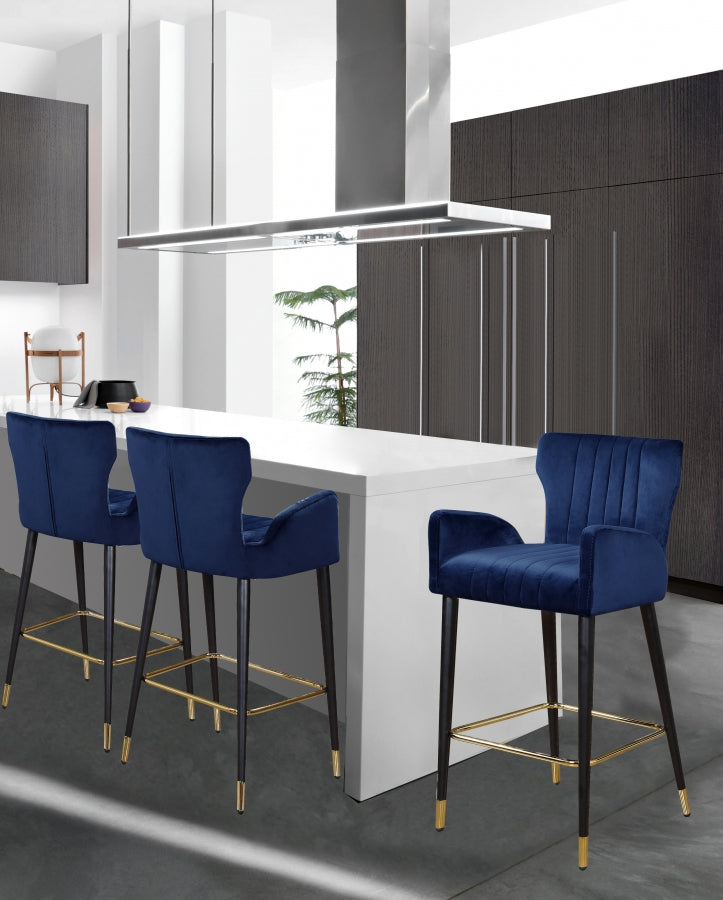 Luxe Velvet Upholstered Counter Stool — 792-C - Blue - 792Navy-C alternate view 1