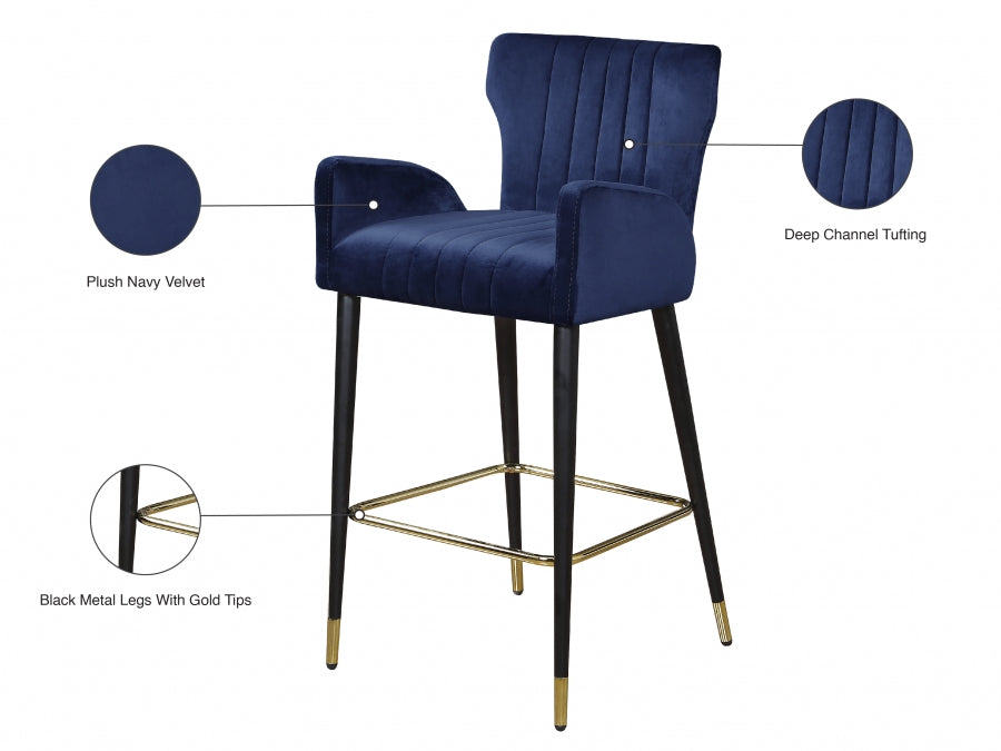 Luxe Velvet Upholstered Counter Stool — 792-C - Blue - 792Navy-C Infographic