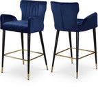 Luxe Velvet Upholstered Counter Stool — 792-C - Blue - 792Navy-C Double Chair