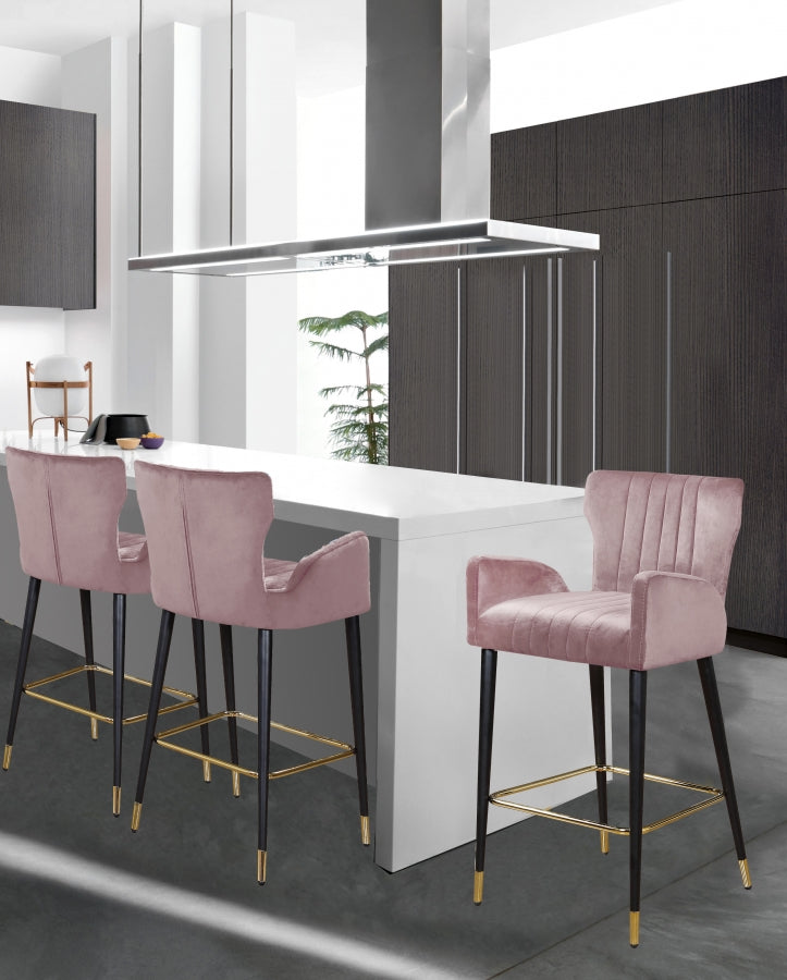 Luxe Velvet Upholstered Counter Stool — 792-C - Pink - 792Pink-C alternate view 1
