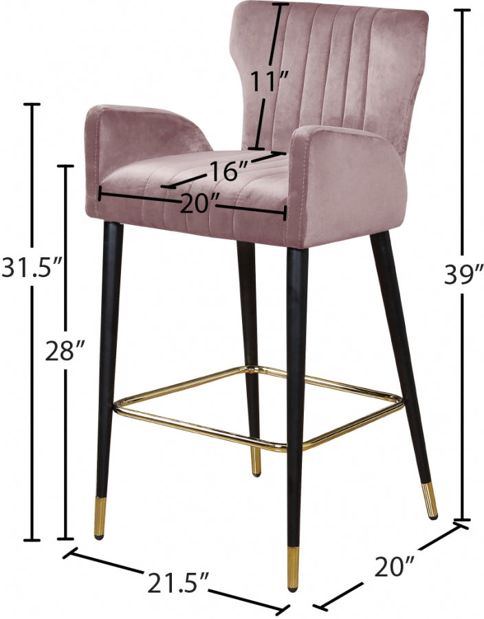 Luxe Velvet Upholstered Counter Stool — 792-C - Pink - 792Pink-C Dim