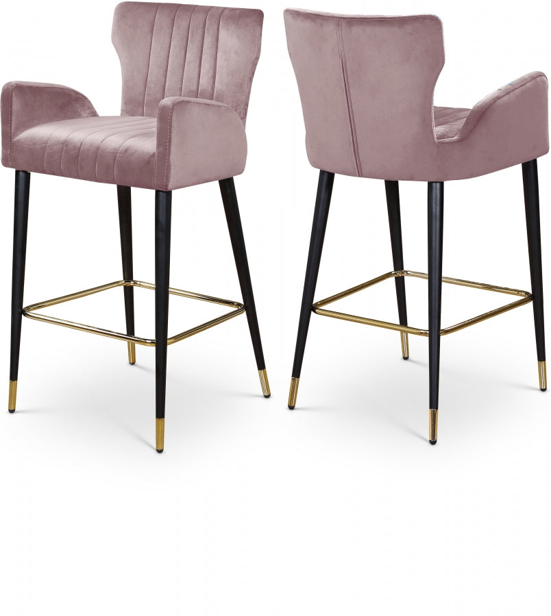 Luxe Velvet Upholstered Counter Stool — 792-C - Pink - 792Pink-C Double Chair