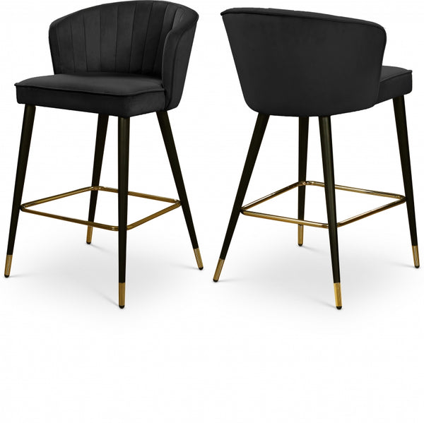 Cassie Velvet Upholstered Counter Stool — 793-C - Black - 793Black-C Double Chair