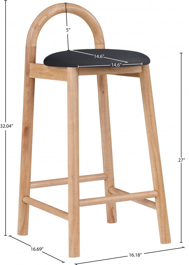 Calvin Vegan Leather Upholstered Counter Stool — 475-C - Black - 475Black-C Dim