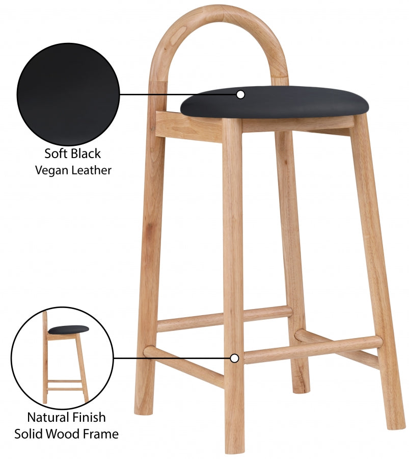 Calvin Vegan Leather Upholstered Counter Stool — 475-C - Black - 475Black-C Infographic