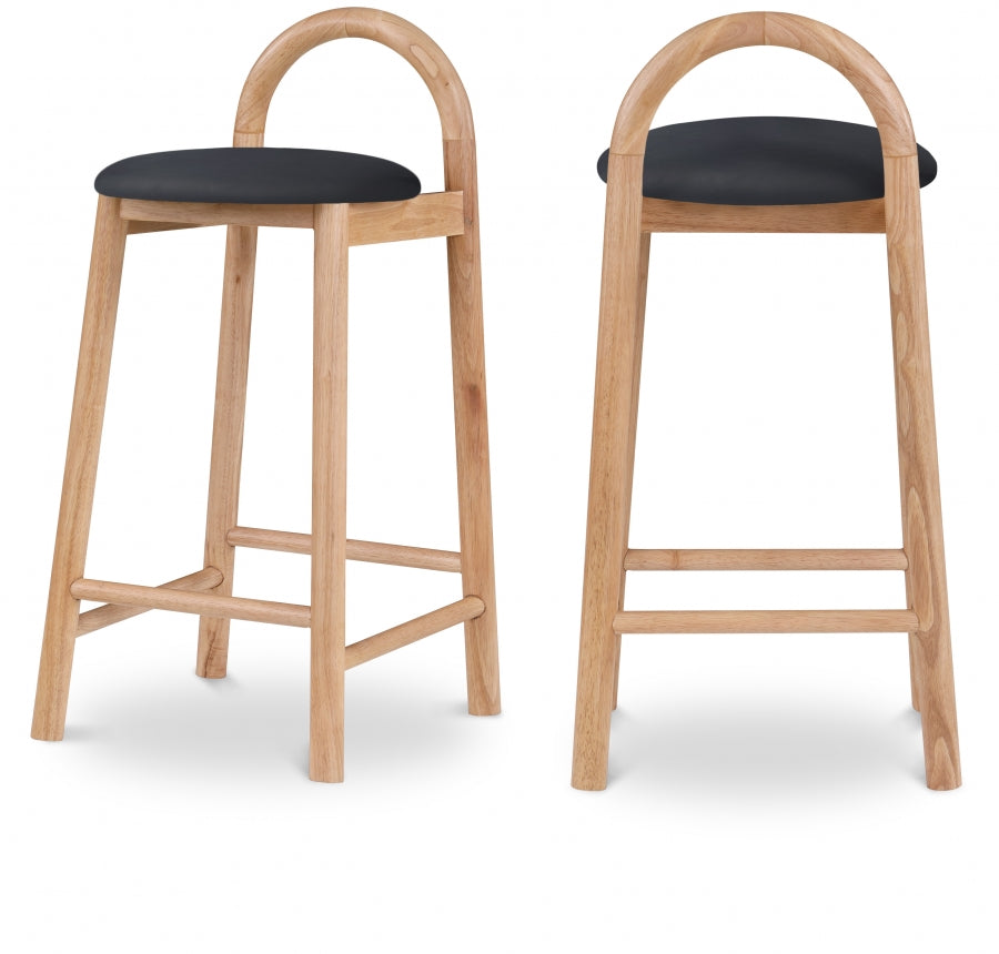 Calvin Vegan Leather Upholstered Counter Stool — 475-C - Black - 475Black-C Double Chair