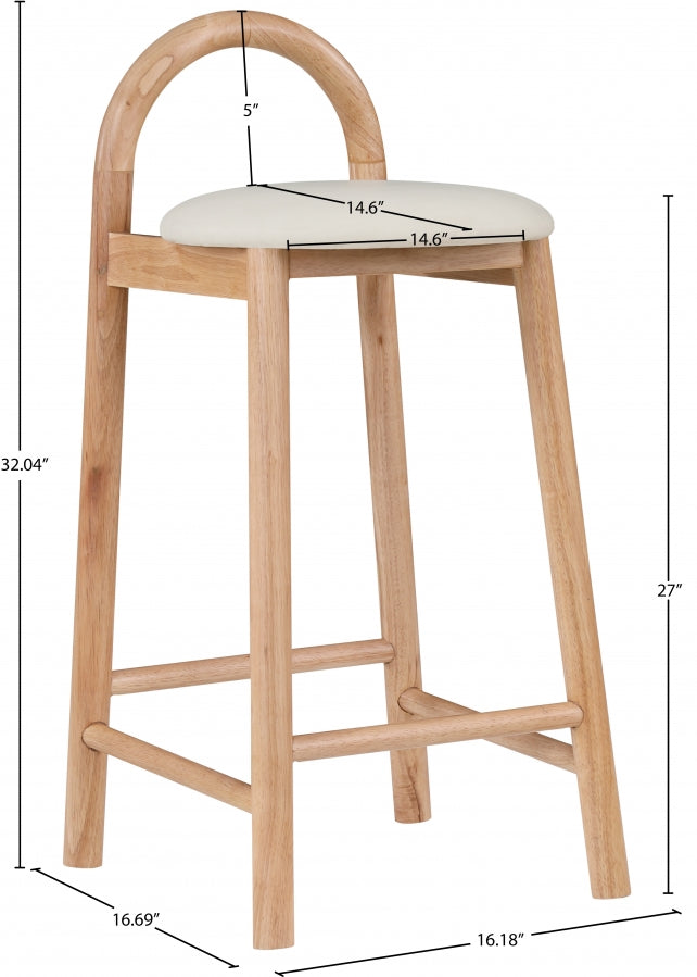 Calvin Vegan Leather Upholstered Counter Stool — 475-C - Cream - 475Cream-C Dim
