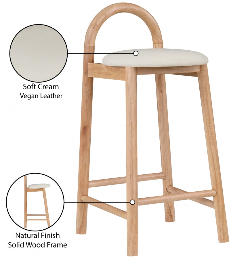 Calvin Vegan Leather Upholstered Counter Stool — 475-C - Cream - 475Cream-C Infographic