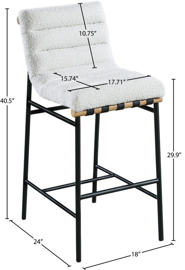 Burke Boucle Fabric Upholstered Bar Stool — 846-C - Cream - 846Cream-C Dim