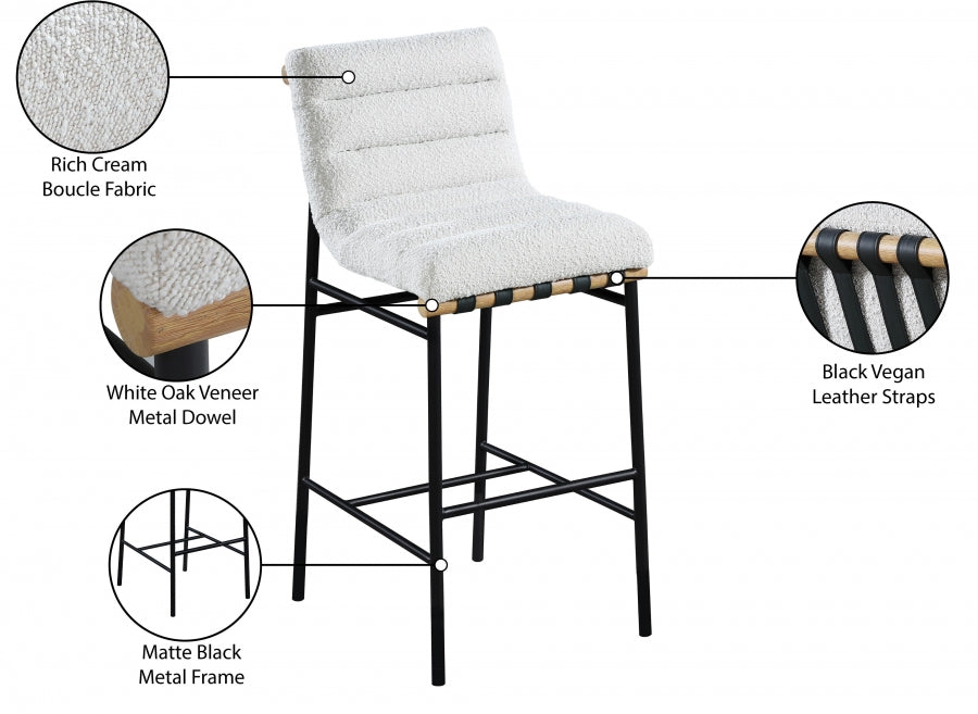 Burke Boucle Fabric Upholstered Bar Stool — 846-C - Cream - 846Cream-C Infographic