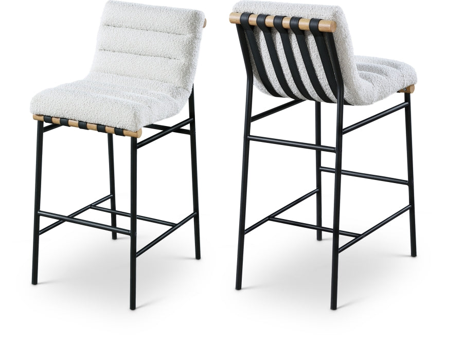 Burke Boucle Fabric Upholstered Bar Stool — 846-C - Cream - 846Cream-C Double Chair