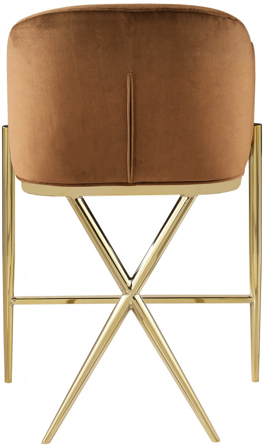 Xavier Velvet Upholstered Counter Stool — 867-C - Saddle - 867Saddle-C alternate view 2