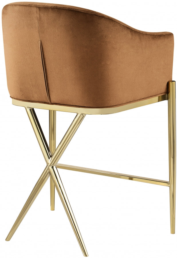 Xavier Velvet Upholstered Counter Stool — 867-C - Saddle - 867Saddle-C alternate view 4