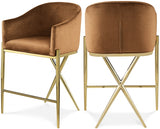 Xavier Velvet Upholstered Counter Stool — 867-C - Saddle - 867Saddle-C Double Chair