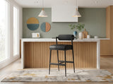 Stryker Boucle Fabric and Vegan Leather Upholstered Bar / Counter Stools — 992-C - Black - 992Black-C alternate view 1