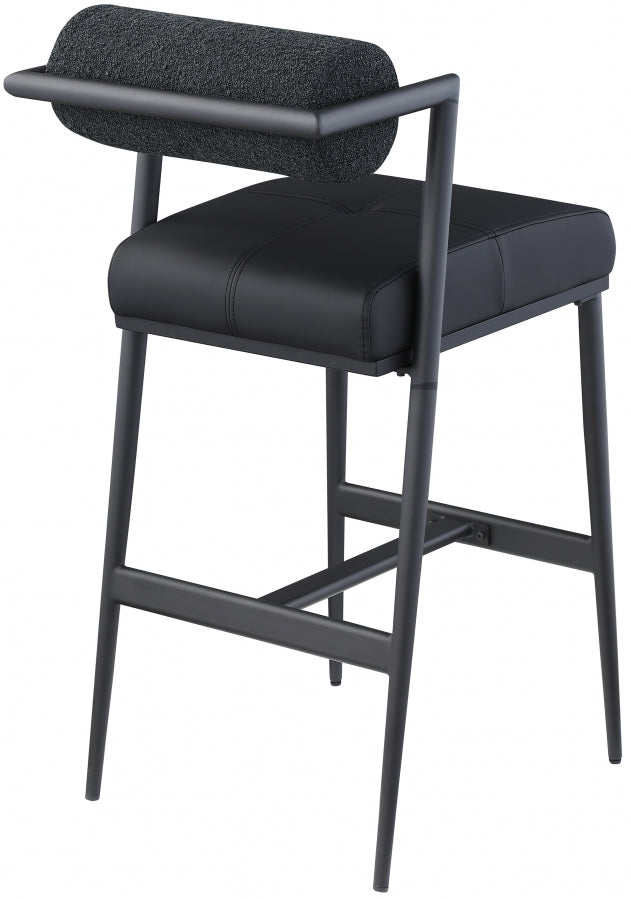 Stryker Boucle Fabric and Vegan Leather Upholstered Bar / Counter Stools — 992-C - Black - 992Black-C alternate view 2