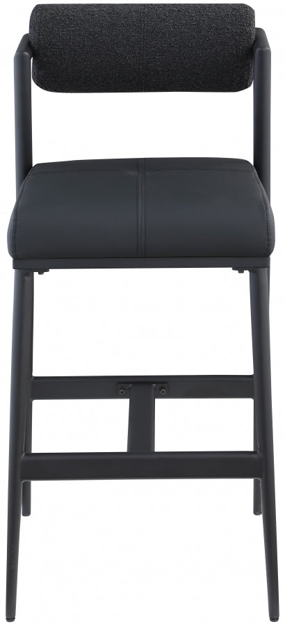 Stryker Boucle Fabric and Vegan Leather Upholstered Bar / Counter Stools — 992-C - Black - 992Black-C alternate view 3