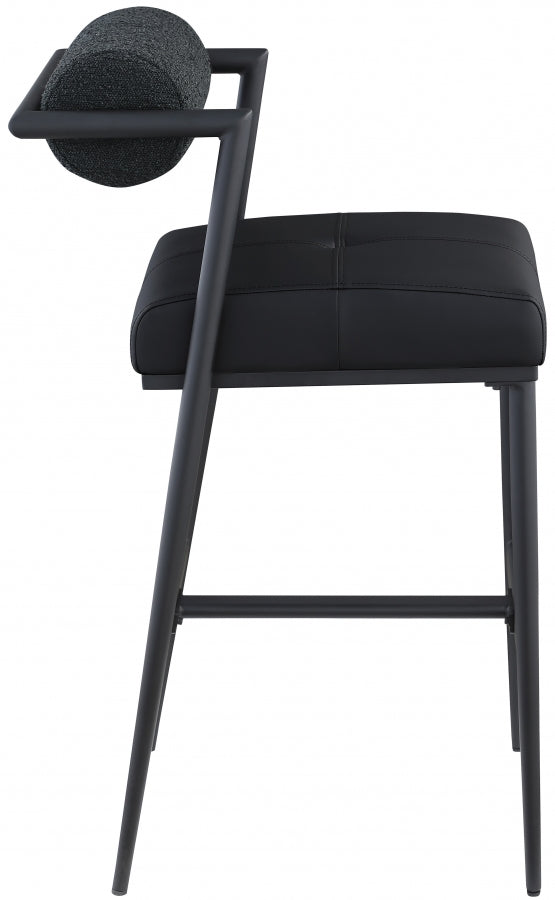 Stryker Boucle Fabric and Vegan Leather Upholstered Bar / Counter Stools — 992-C - Black - 992Black-C alternate view 5