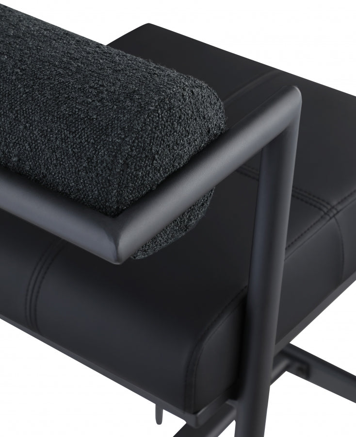Stryker Boucle Fabric and Vegan Leather Upholstered Bar / Counter Stools — 992-C - Black - 992Black-C alternate view 6