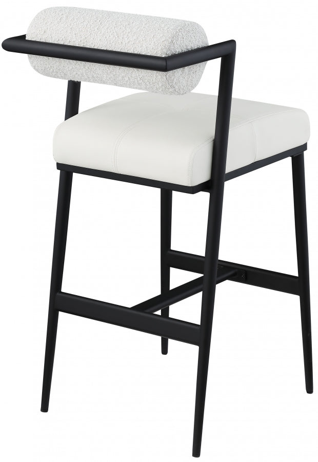 Stryker Boucle Fabric and Vegan Leather Upholstered Bar / Counter Stools — 992-C - Cream - 992Cream-C alternate view 2