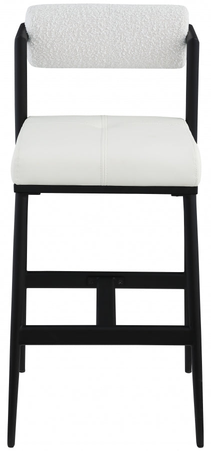 Stryker Boucle Fabric and Vegan Leather Upholstered Bar / Counter Stools — 992-C - Cream - 992Cream-C alternate view 3