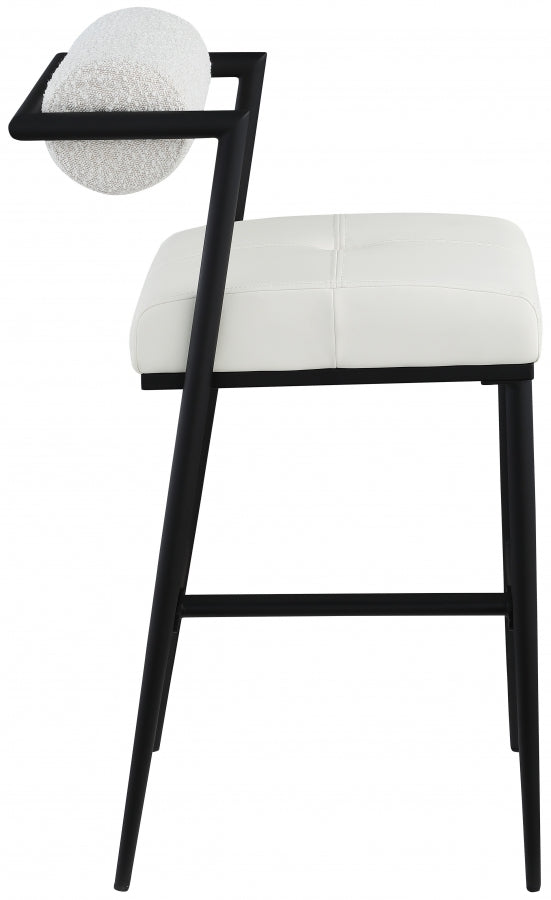 Stryker Boucle Fabric and Vegan Leather Upholstered Bar / Counter Stools — 992-C - Cream - 992Cream-C alternate view 5