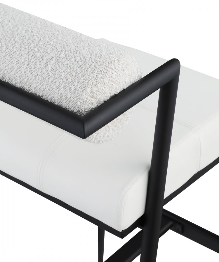 Stryker Boucle Fabric and Vegan Leather Upholstered Bar / Counter Stools — 992-C - Cream - 992Cream-C alternate view 6