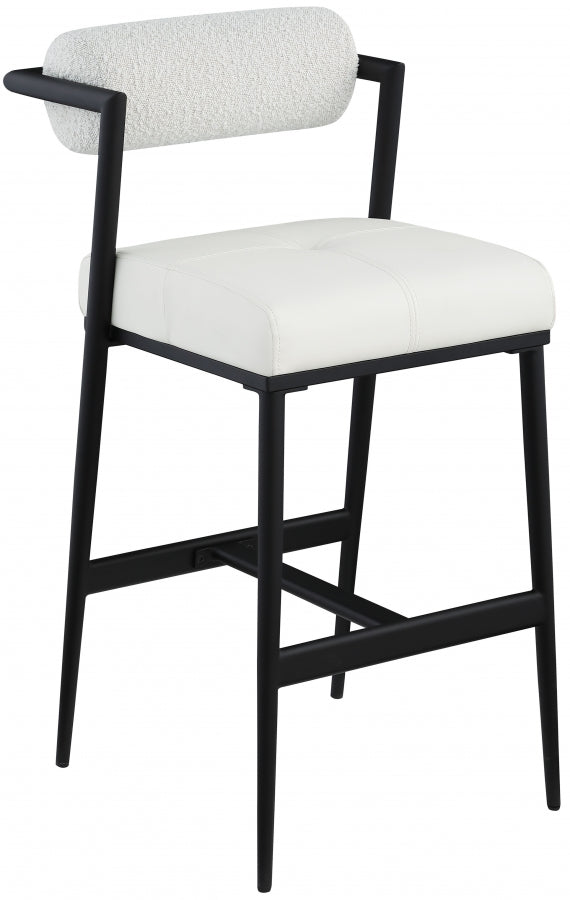 Stryker Boucle Fabric and Vegan Leather Upholstered Bar / Counter Stools — 992-C - Cream - 992Cream-C