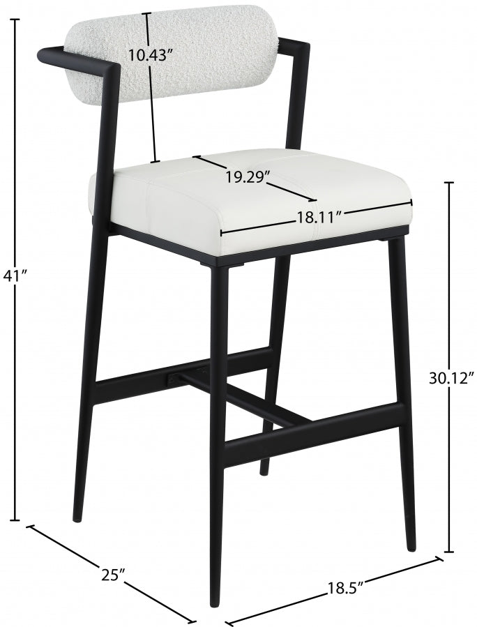 Stryker Boucle Fabric and Vegan Leather Upholstered Bar / Counter Stools — 992-C - Cream - 992Cream-C Dim