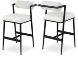 Stryker Boucle Fabric and Vegan Leather Upholstered Bar / Counter Stools — 992-C - Cream - 992Cream-C Double Chair