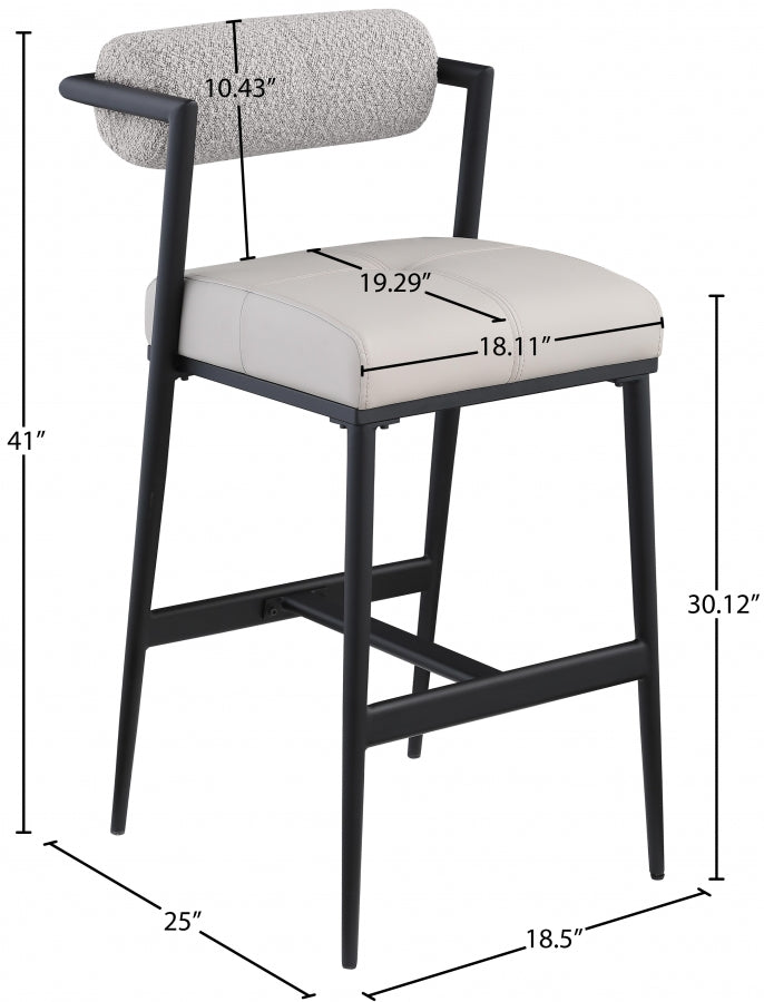 Stryker Boucle Fabric and Vegan Leather Upholstered Bar / Counter Stools — 992-C - Taupe - 992Taupe-C Dim