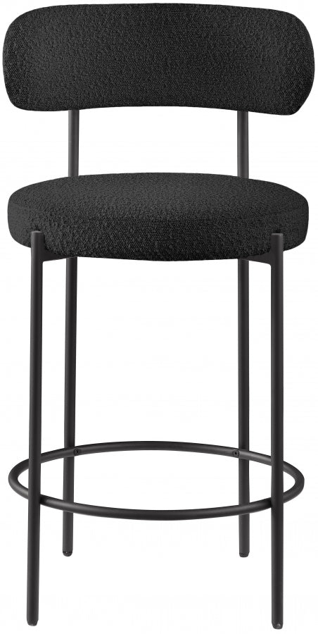Beacon Boucle Fabric Upholstered Bar / Counter Stools — 877-C - Black - 877Black-C alternate view 3