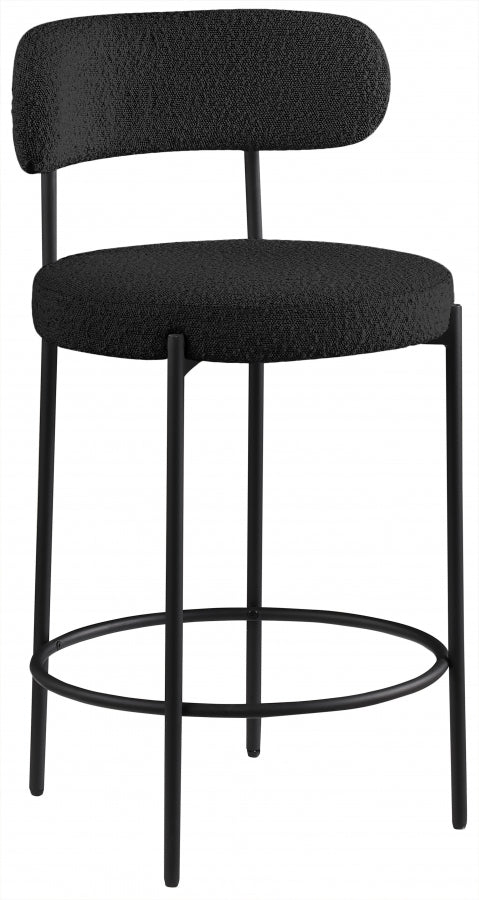 Beacon Boucle Fabric Upholstered Bar / Counter Stools — 877-C - Black - 877Black-C