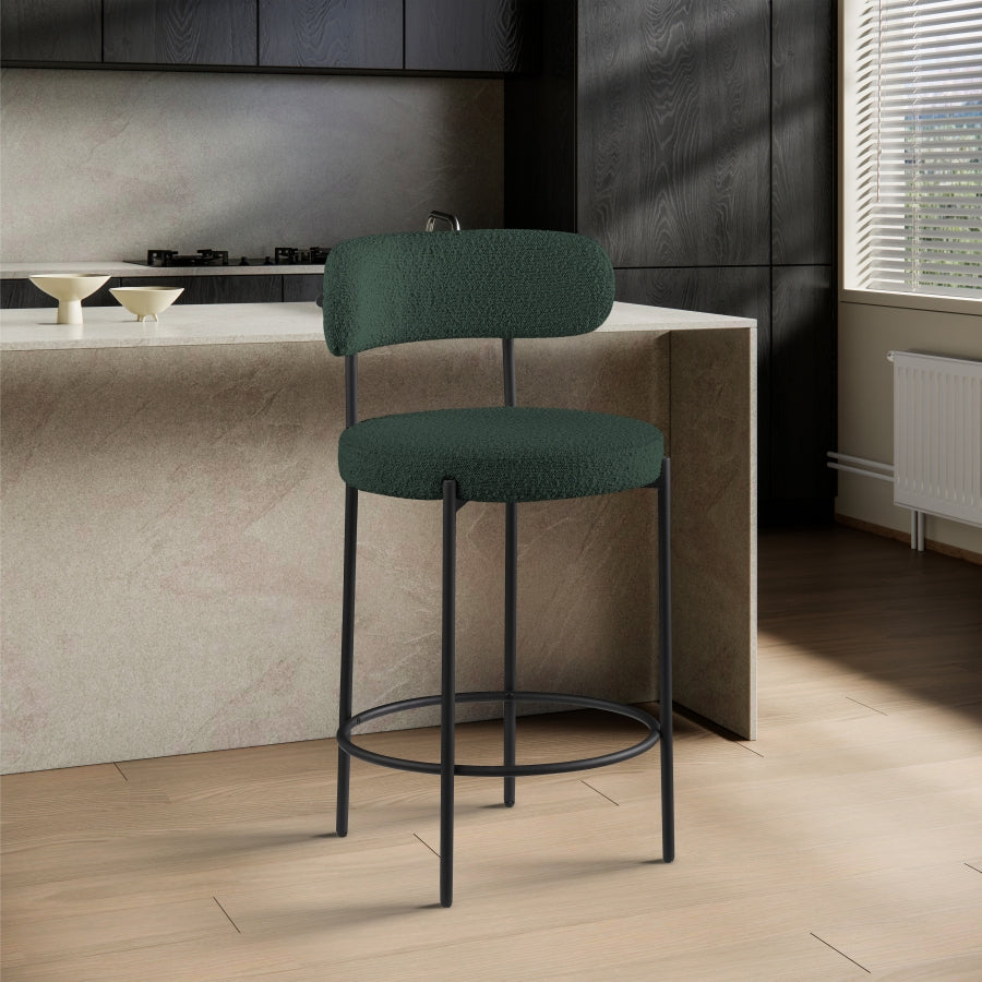 Beacon Boucle Fabric Upholstered Bar / Counter Stools — 877-C - Green - 877Green-C alternate view 1