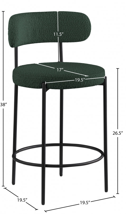 Beacon Boucle Fabric Upholstered Bar / Counter Stools — 877-C - Green - 877Green-C Dim